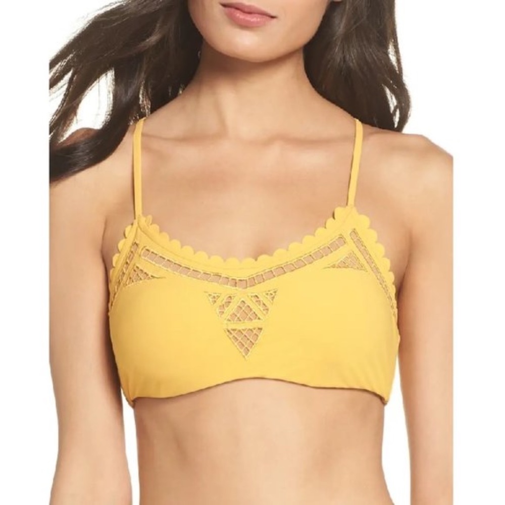 Red Carter Embroidered Bikini Top